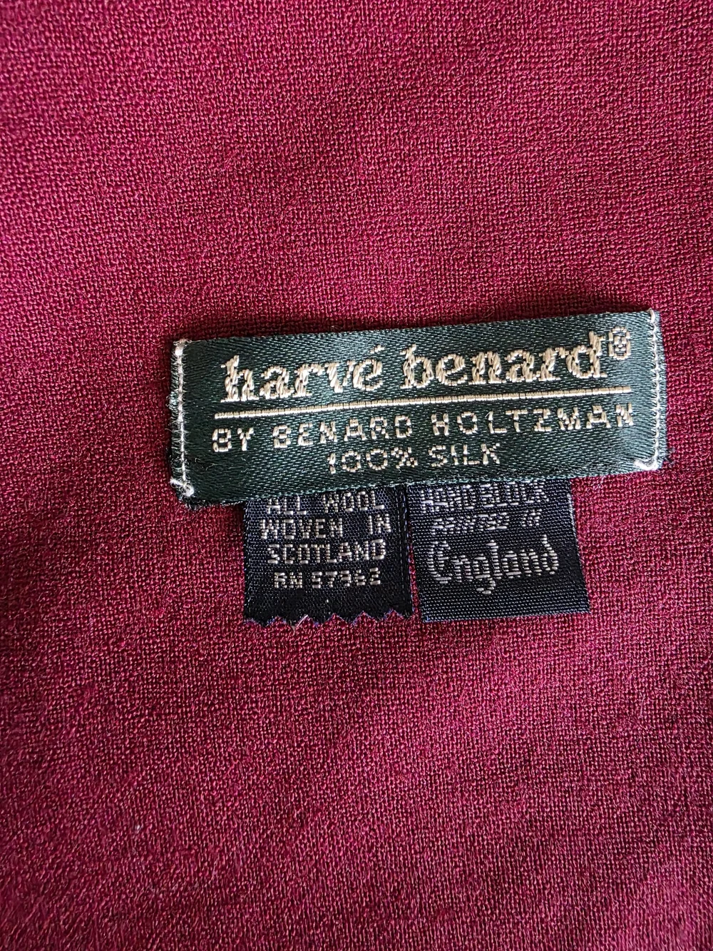 Harve Benard Silk  Red Paisley Scarf with Blue Accents